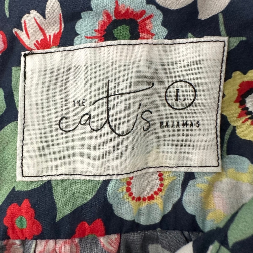 Cat's Pajamas Swiss Meadow Voile Cotton Floral Button Down Sleep Top Size Large - Picture 10 of 11